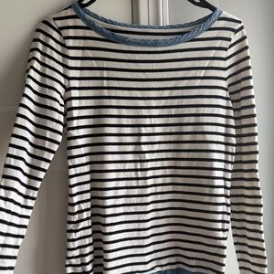 Loft striped top with denim detail